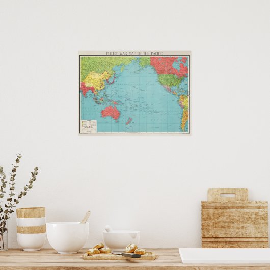 Philips' War Map of the Pacific, 1945 Poster (Keuken)