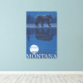 Philipsburg, MontanaBear in Moonlight Canvas Afdruk (Insitu (Houten vloer))