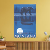Philipsburg, MontanaBear in Moonlight Canvas Afdruk (Insitu (Woonkamer))