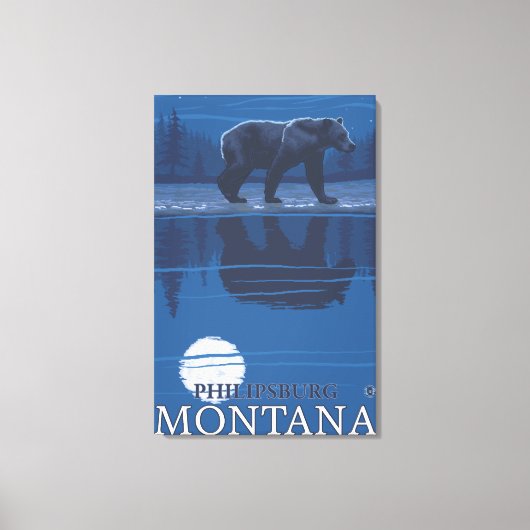 Philipsburg, MontanaBear in Moonlight Canvas Afdruk (Voorkant)