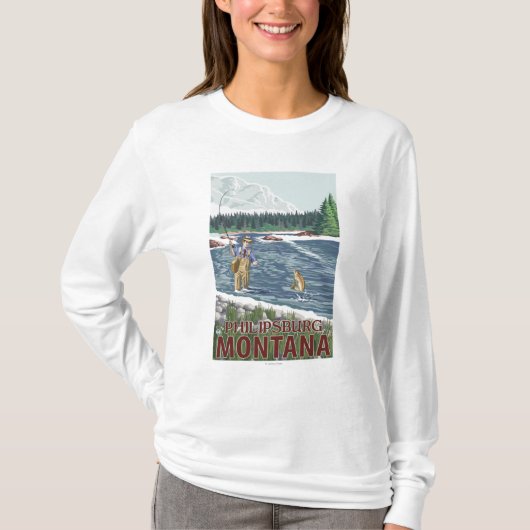 Philipsburg, MontanaFly Fisherman T-shirt (Voorkant)