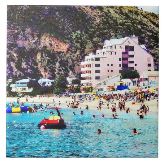 Philipsburg Sint Maarten Beach Tegeltje (Voorkant)