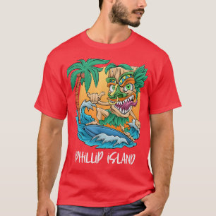 Phillip Island Australia Palm Tree Surfing Beach V T-shirt