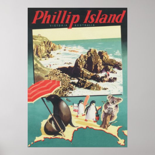 Phillip Island, Australia Vintage Travel Poster (Voorkant)