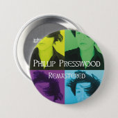 Phillip Presswood: Gerasterde pin Ronde Button 7,6 Cm (Voorkant /achterkant)