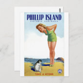 Phillip Victoria Australia Vintage Poster Briefkaart (Voorkant / Achterkant)