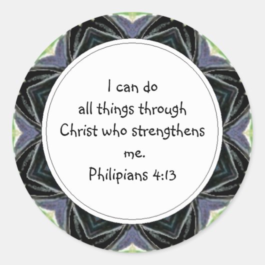 Phillipians 4:13 Schrift Geheugen Verse Sticker (Voorkant)