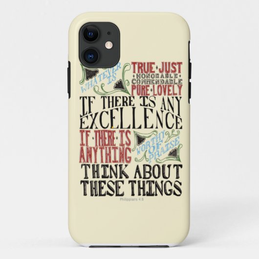 Phillipians 4:8 Case-Mate iPhone case (Achterkant)