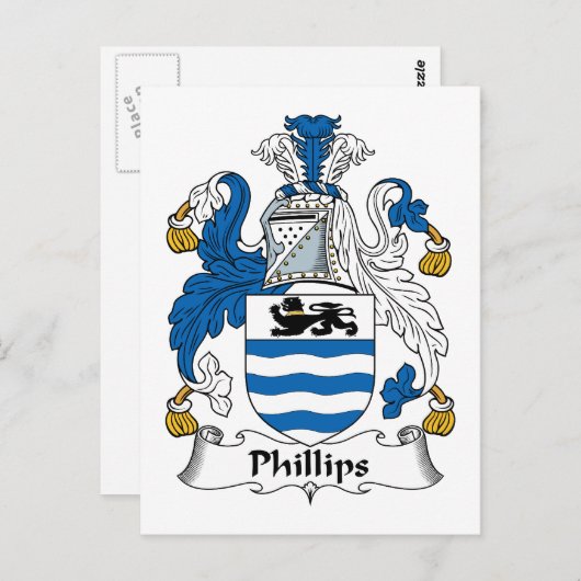 Phillips Family Crest Briefkaart (Voorkant / Achterkant)