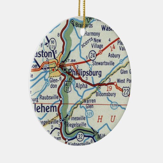 Phillipsburg NJ Map Keramisch Ornament (Rechts)