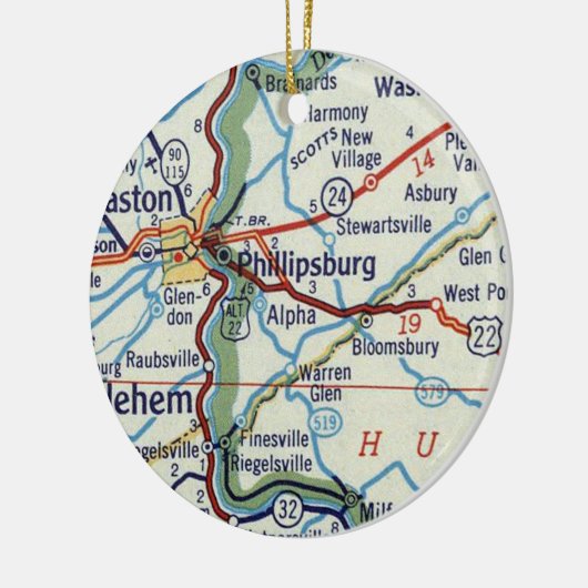 Phillipsburg NJ Map Keramisch Ornament (Links)