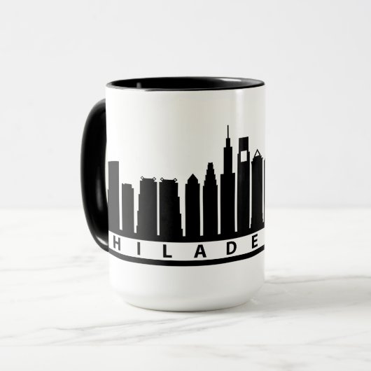 Philly 2019 Skyline Mok in het Zwart (Voorkant links)