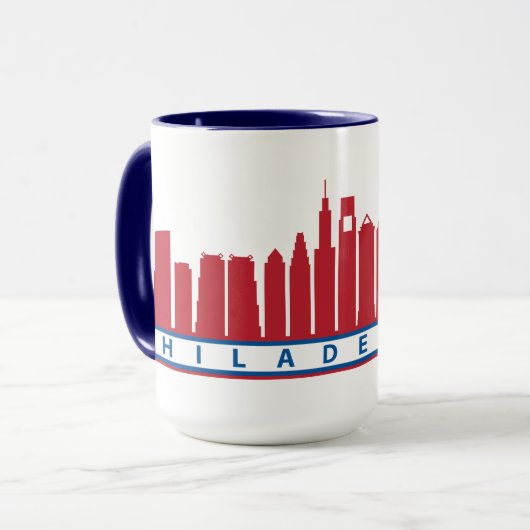 Philly 2019 Skyline Mok in Red White en Blue (Voorkant links)