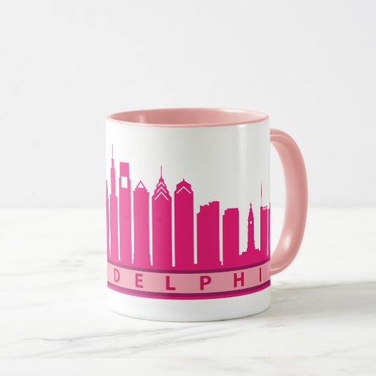 Philly 2019 Skyline Mok in Roze (Voorkant rechts)