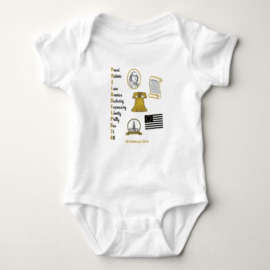 Philly Acroniem Tourist Baby Bodysuit (Voorkant)