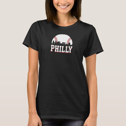 Philly Baseball Sports Skyline Illustratie Citysc T-shirt (Voorkant)