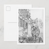 Philly Cat near Academy of Natural Sciences  Briefkaart (Voorkant / Achterkant)