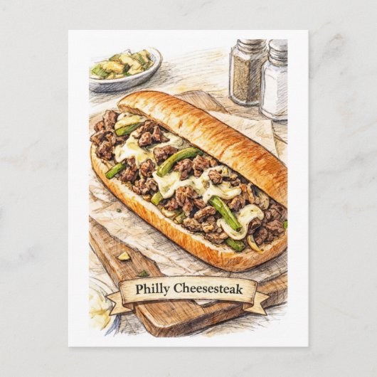 Philly Cheesesteak (Amerikaanse Eetserie) Ansichtk Briefkaart (Voorkant)