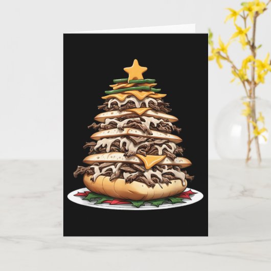Philly Cheesesteak Christmas Tree  Kaart (Gele Bloem)