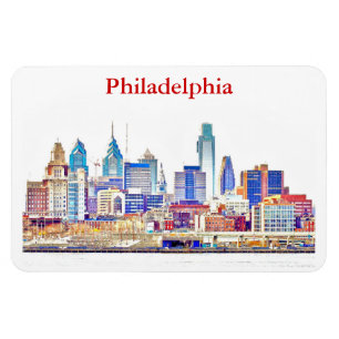Philly Color Sketch Skyline Premium Magnet Magneet