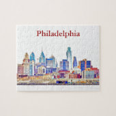 Philly Color Sketch Skyline Puzzle Legpuzzel (Horizontaal)