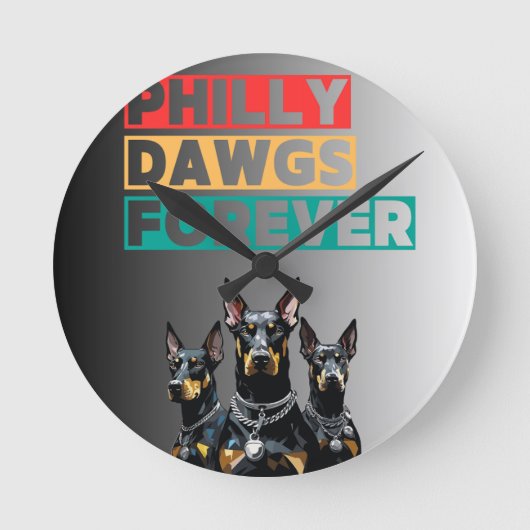 Philly Dawgs Forever Wall Clock – Philly Pride Ronde Klok (Voorkant)
