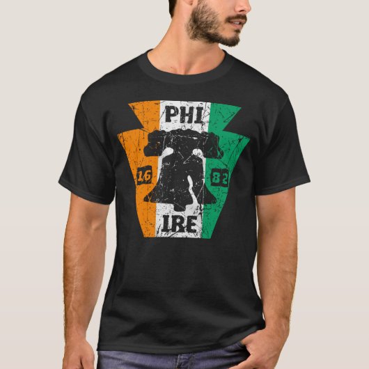 PHILLY FAN IRISH FLAG IRE LIBERTY BELL PHILADELPHI T-SHIRT (Voorkant)