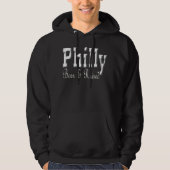 Philly geboren en opgevoed zwarte hoed. hoodie (Voorkant)