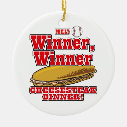 Philly Honkbal Winner Winner Cheesesteak Diner Keramisch Ornament (Voorkant)
