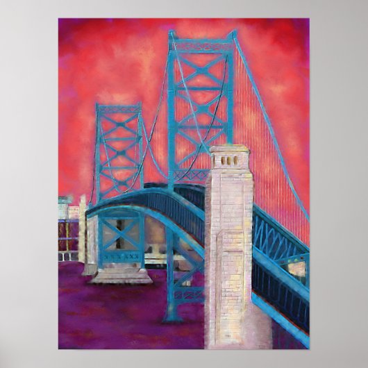 Philly Impressions (Ben Franklin Bridge in Dusk) Poster (Voorkant)