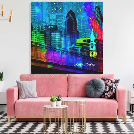 Philly in de nacht canvas afdruk (Insitu (Woonkamer))