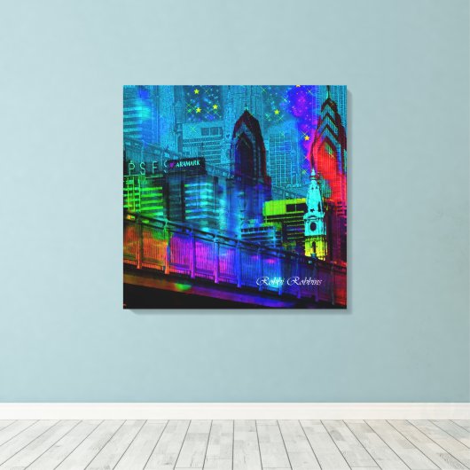 Philly in de nacht canvas afdruk (Insitu (Houten vloer))