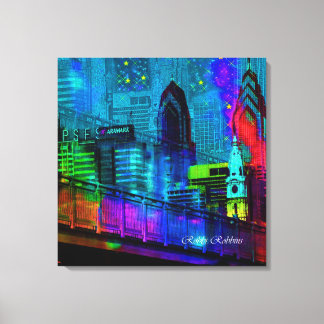 Philly in de nacht canvas afdruk
