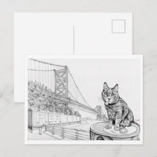 Philly-kat bij Ben Franklin-brug Briefkaart