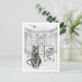 Philly kat bij het Franklin-herdenkingsmonument Briefkaart (Staand voorkant)