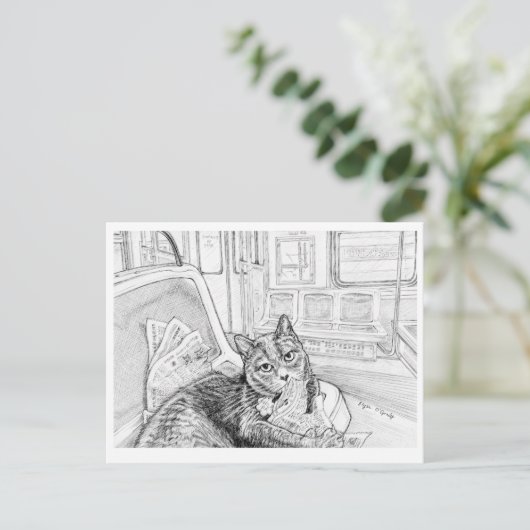 Philly Kat in de Metro (ansichtkaart) Briefkaart (Staand voorkant)