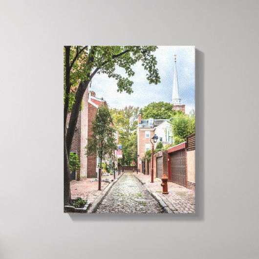 Philly kerk en Cobblestone Alley Klein Canvas Afdruk (Voorkant)