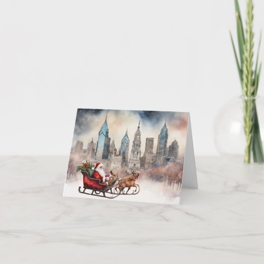 Philly Kerst Kaart met Santa & Rendier (Voorkant)
