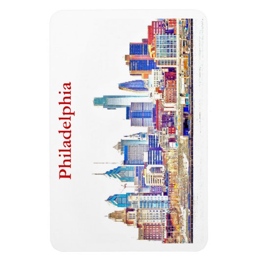 Philly Kleurenschets Skyline Premium Magnet Magneet (Verticaal)