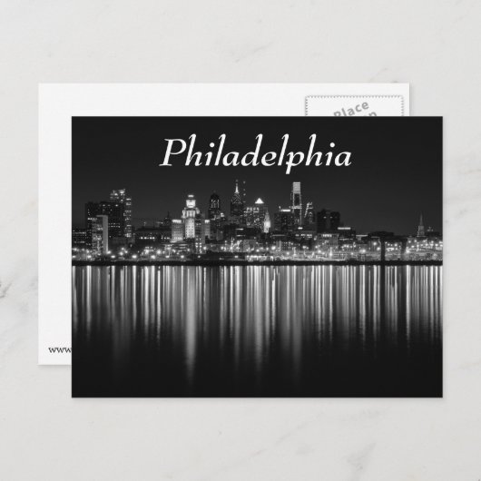 Philly night b/w briefkaart (Voorkant / Achterkant)