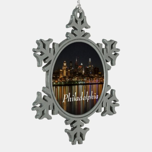 Philly night tin sneeuwvlok ornament (Links)