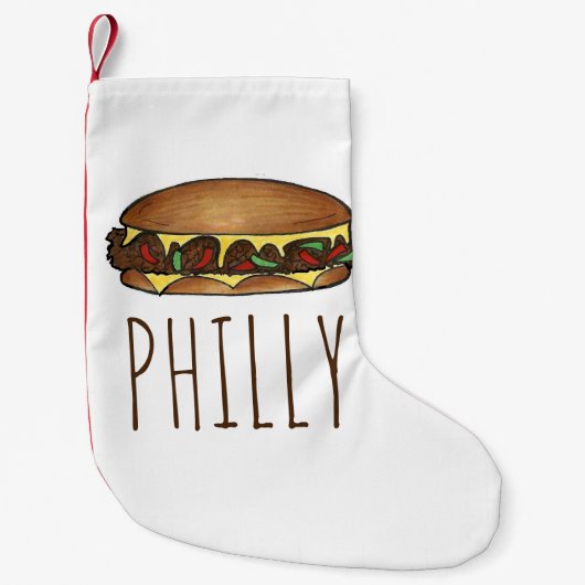 Philly PA Philadelphia Cheese Steak Sandwich Kleine Kerstsok (Voorkant)