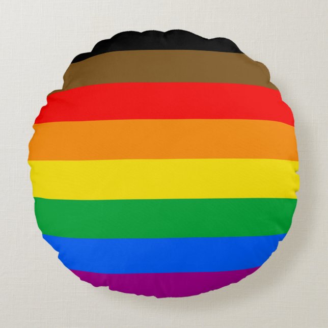 Philly Regenboog Pride-vlag Rond Kussen (Voorkant)