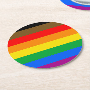 Philly Regenboog Pride Vlag Ronde Kartonnen Onderzetter
