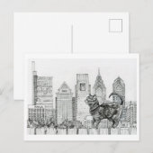 Philly Skyline - Cat on Fence Briefkaart (Voorkant / Achterkant)
