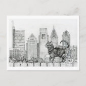 Philly Skyline - Cat on Fence Briefkaart (Voorkant)