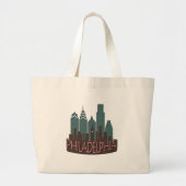 Philly Skyline newwave chocolade Grote Tote Bag (Voorkant)