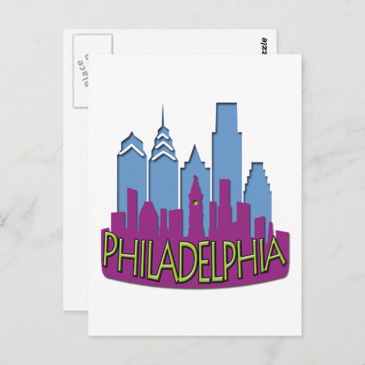 Philly Skyline newwave cool Briefkaart (Voorkant / Achterkant)