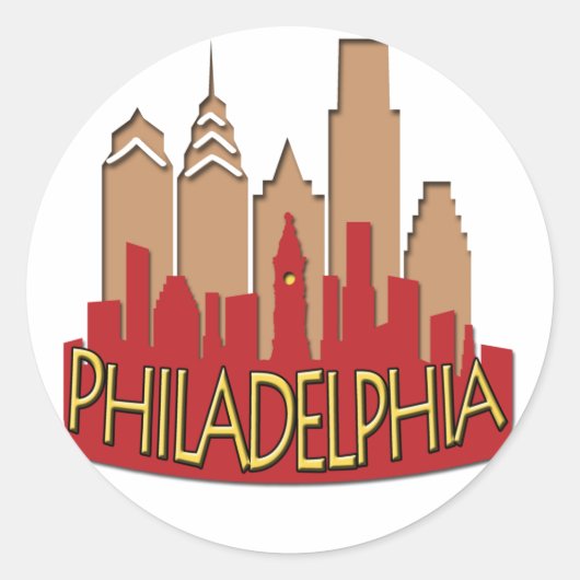 Philly Skyline newwave heet Ronde Sticker (Voorkant)