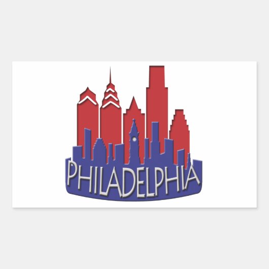 Philly Skyline newwave patriot Rechthoekige Sticker (Voorkant)